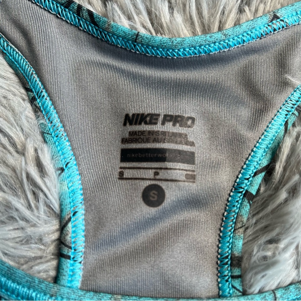 Nike Pro Sports Bra Womens Small Blue Black Dri Fit Swoosh - Picture 3 of 8